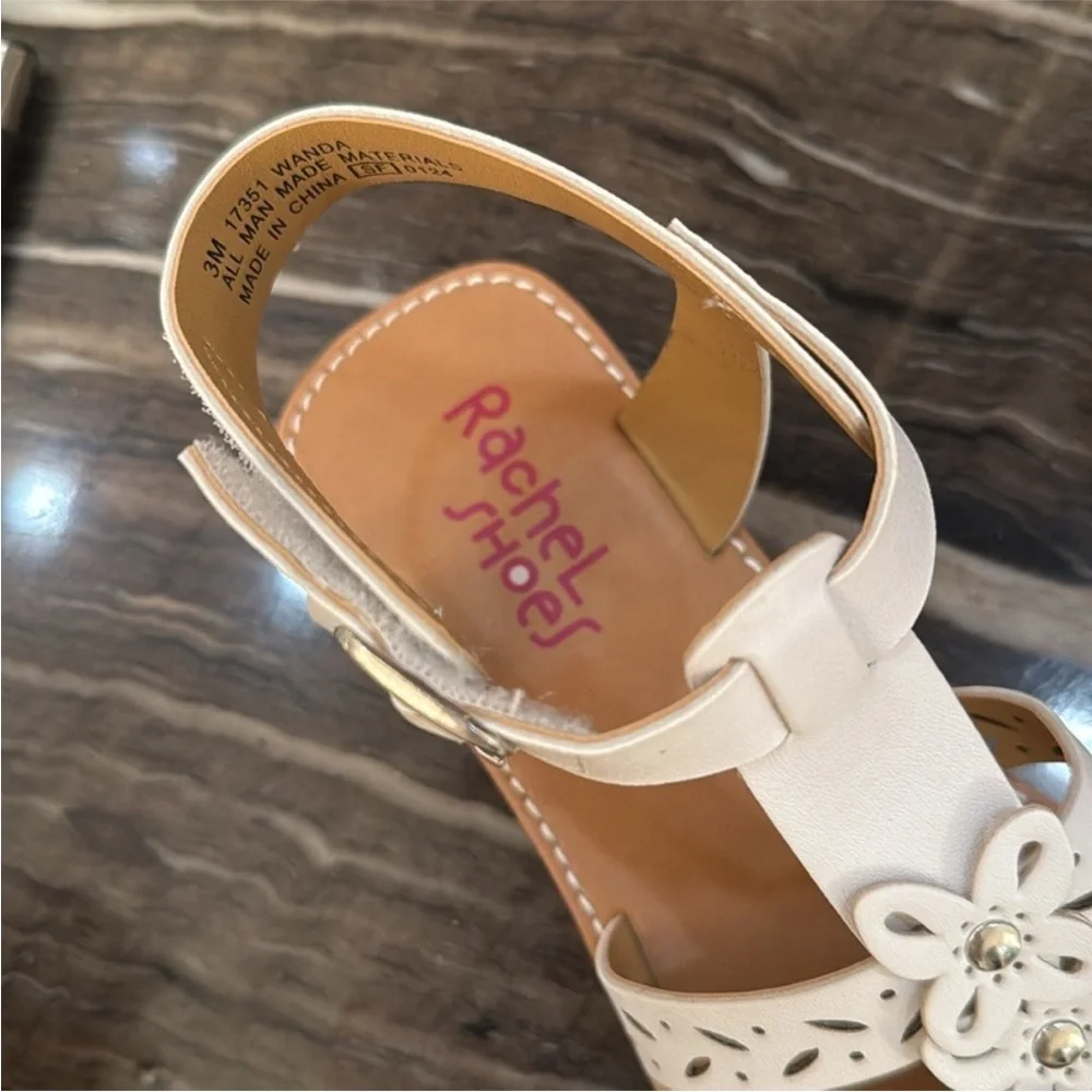 Rachel White Butterfly and Laser Cut Design Sandals NEW